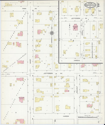 Sanborn Fire Insurance Map from Winchester, Scott County, Illinois (1914), Sheet #0002 - Historic Sanborn Fire Insurance Map Print, vintage old map wall art, antique decor, genealogy gift, Illinois Illinois map