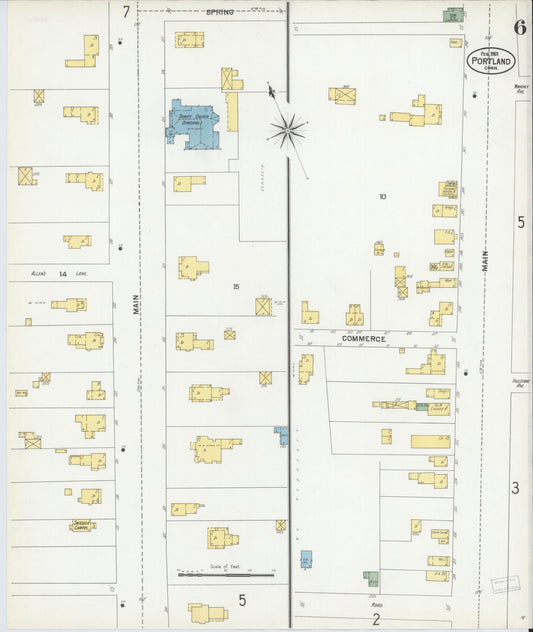 Sanborn Fire Insurance Map from Portland, Middlesex County, Connecticut (1901), Sheet #0006 - Historic Sanborn Fire Insurance Map Print, vintage old map wall art, antique decor, genealogy gift, Connecticut Connecticut map