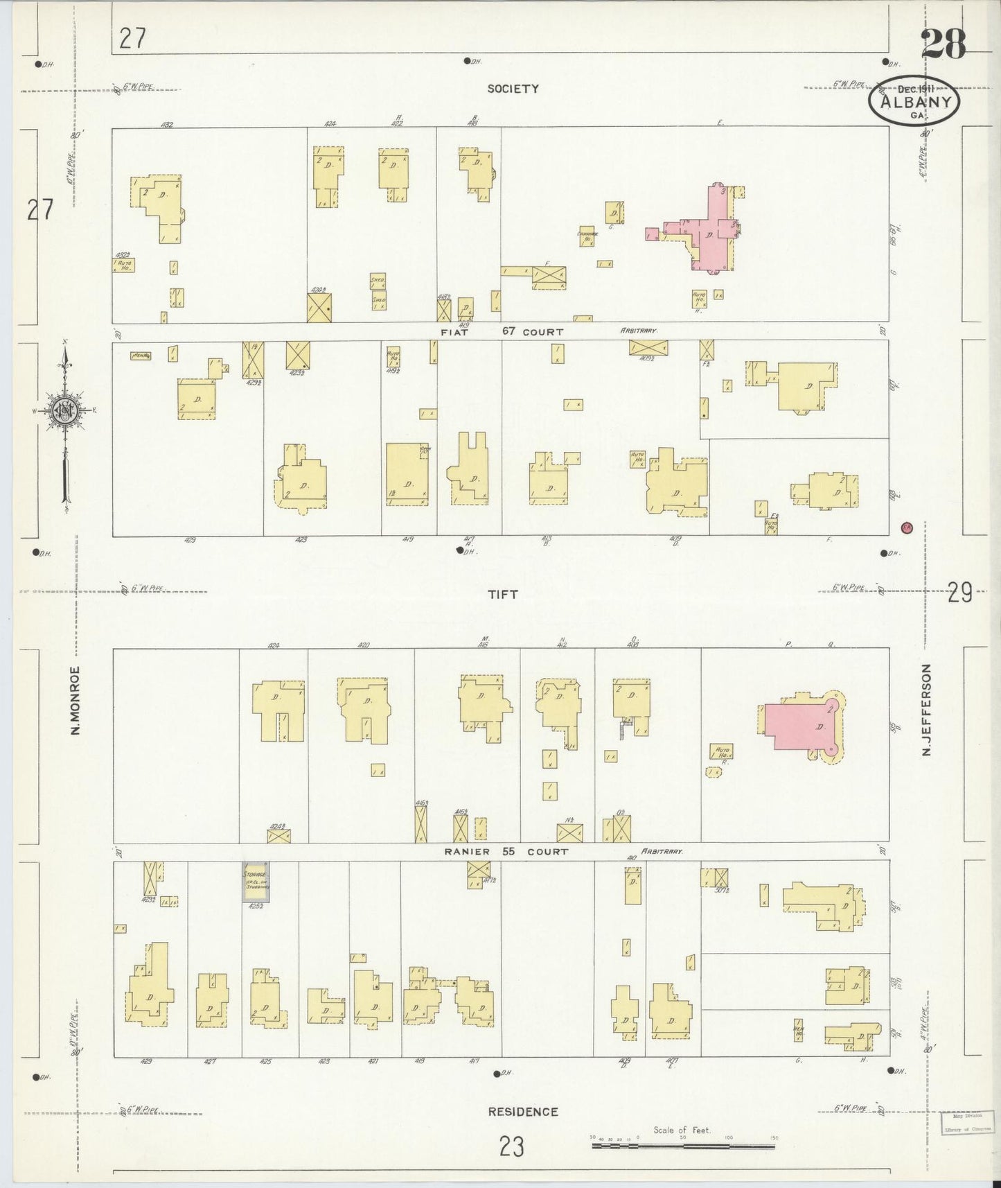 Sanborn Fire Insurance Map from Albany, Dougherty County, Georgia (1911), Sheet #0028 - Complete Map Set gallery image, historic Sanborn map, vintage wall art, Georgia Georgia