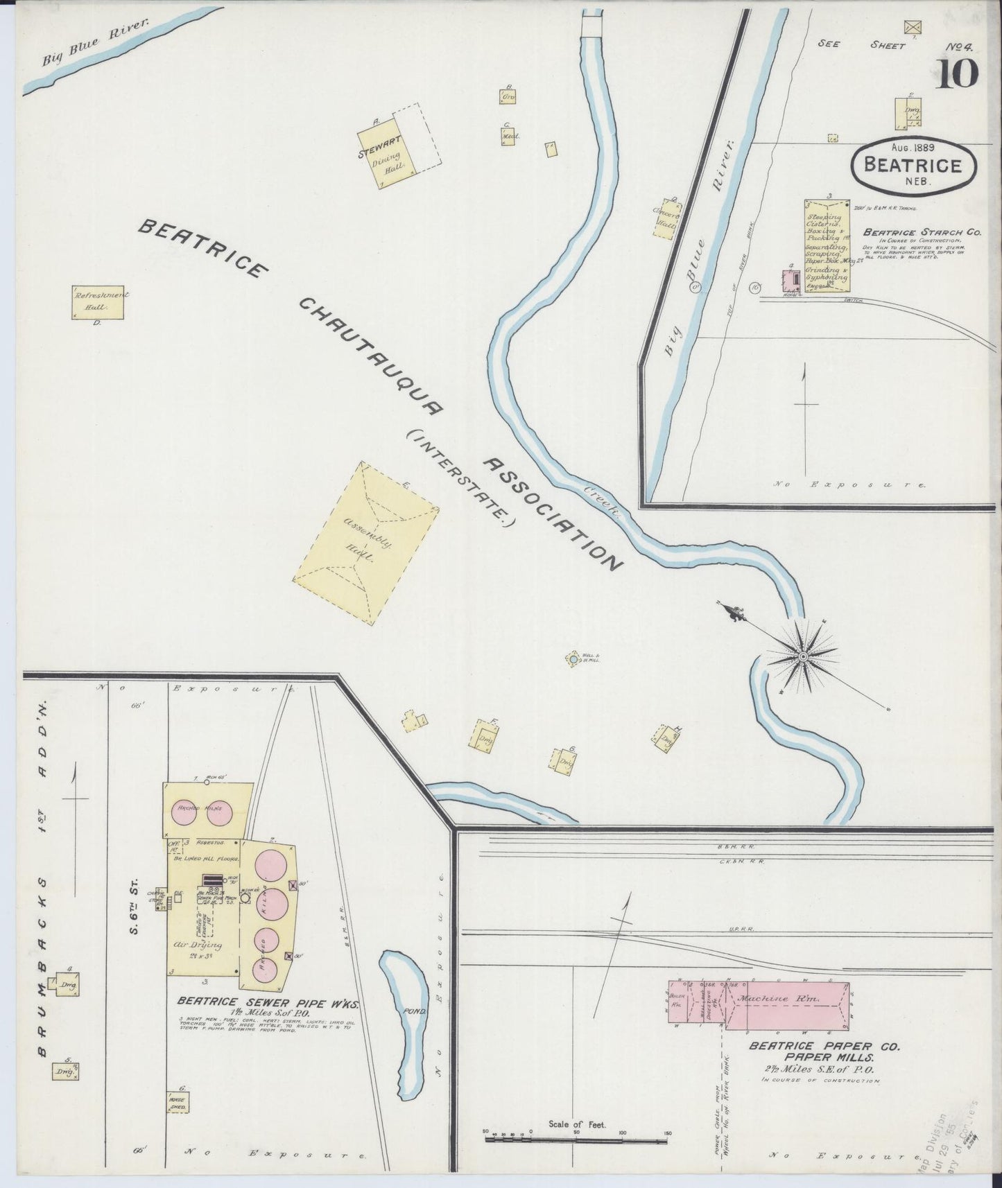 Sanborn Fire Insurance Map from Beatrice, Gage County, Nebraska (1889), Sheet #0010 - Historic Sanborn Fire Insurance Map Print, vintage old map wall art, antique decor, genealogy gift, Nebraska Nebraska map