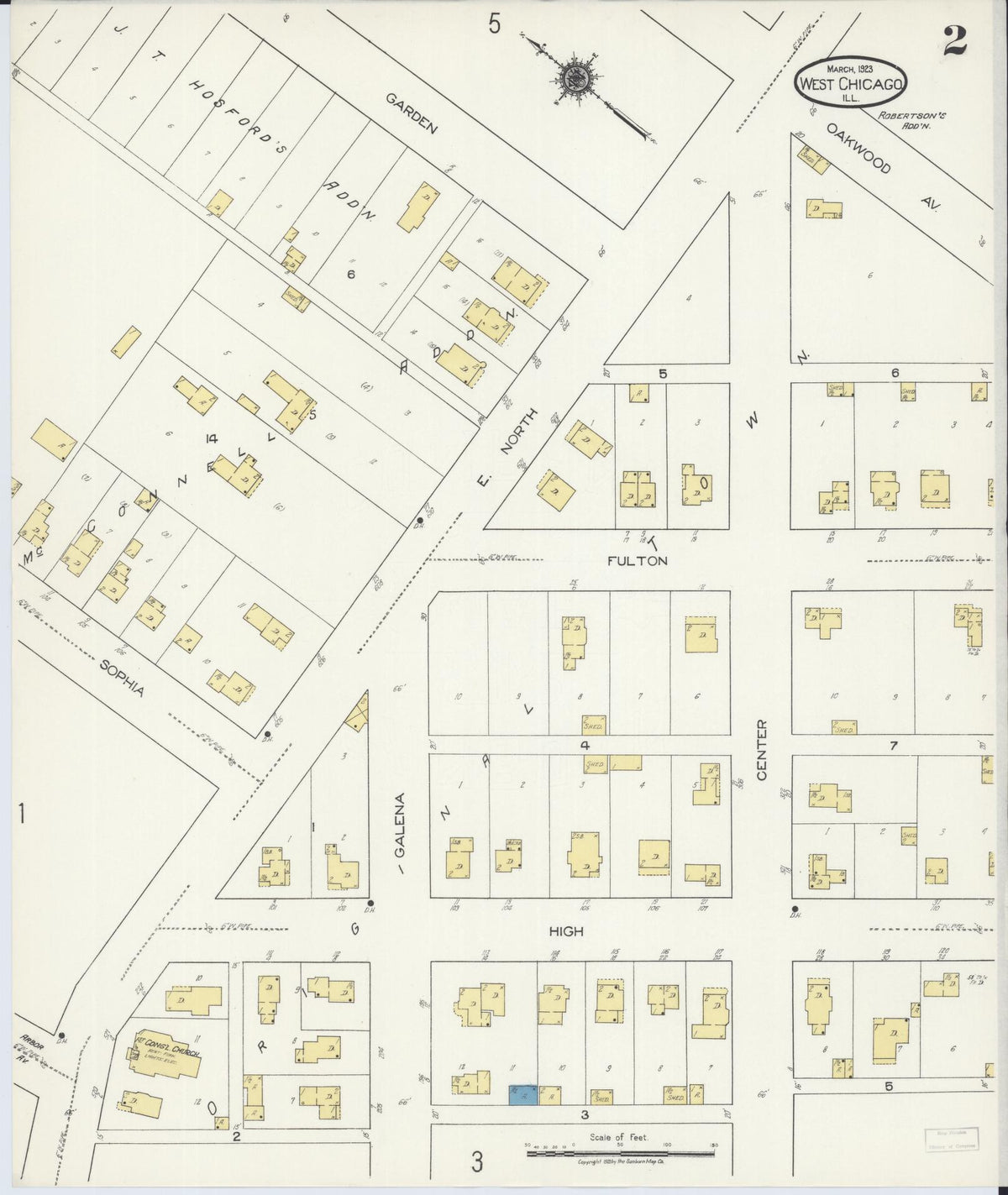 Sanborn Fire Insurance Map from West Chicago, Du Page County, Illinois (1923), Sheet #0002 - Complete Map Set gallery image, historic Sanborn map, vintage wall art, Illinois Illinois