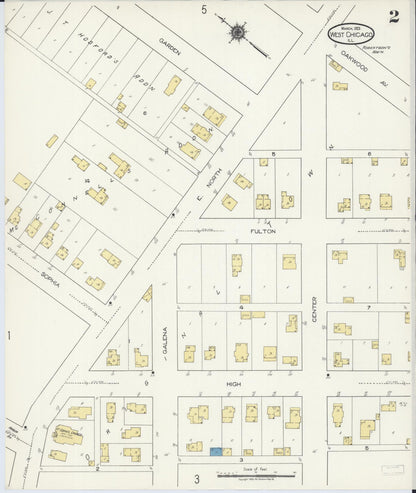 Sanborn Fire Insurance Map from West Chicago, Du Page County, Illinois (1923), Sheet #0002 - Complete Map Set gallery image, historic Sanborn map, vintage wall art, Illinois Illinois