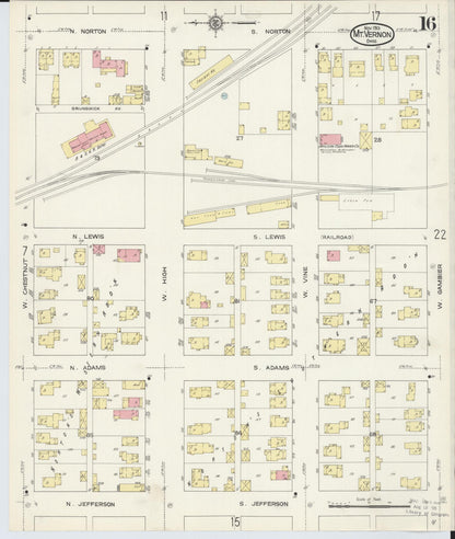 Sanborn Fire Insurance Map from Mount Vernon, Knox County, Ohio (1913), Sheet #0016 - Complete Map Set gallery image, historic Sanborn map, vintage wall art, Ohio Ohio