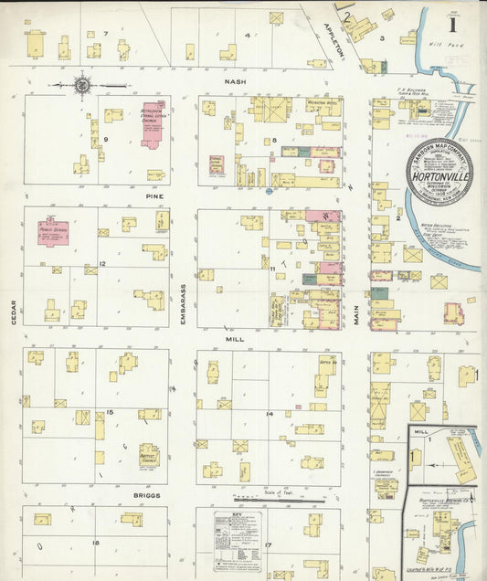 Sanborn Fire Insurance Map from Hortonville, Outagamie County, Wisconsin (1909), Sheet #0001 - Complete Map Set gallery image, historic Sanborn map, vintage wall art, Wisconsin Wisconsin