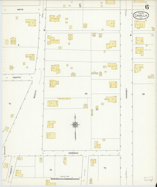 Sanborn Fire Insurance Map from Camilla, Mitchell County, Georgia (1913), Sheet #0006 - Historic Sanborn Fire Insurance Map Print, vintage old map wall art, antique decor, genealogy gift, Georgia Georgia map
