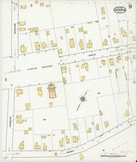 Sanborn Fire Insurance Map from Addison, Steuben County, New York (1921), Sheet #0009 - Historic Sanborn Fire Insurance Map Print, vintage old map wall art, antique decor, genealogy gift, New York New York map