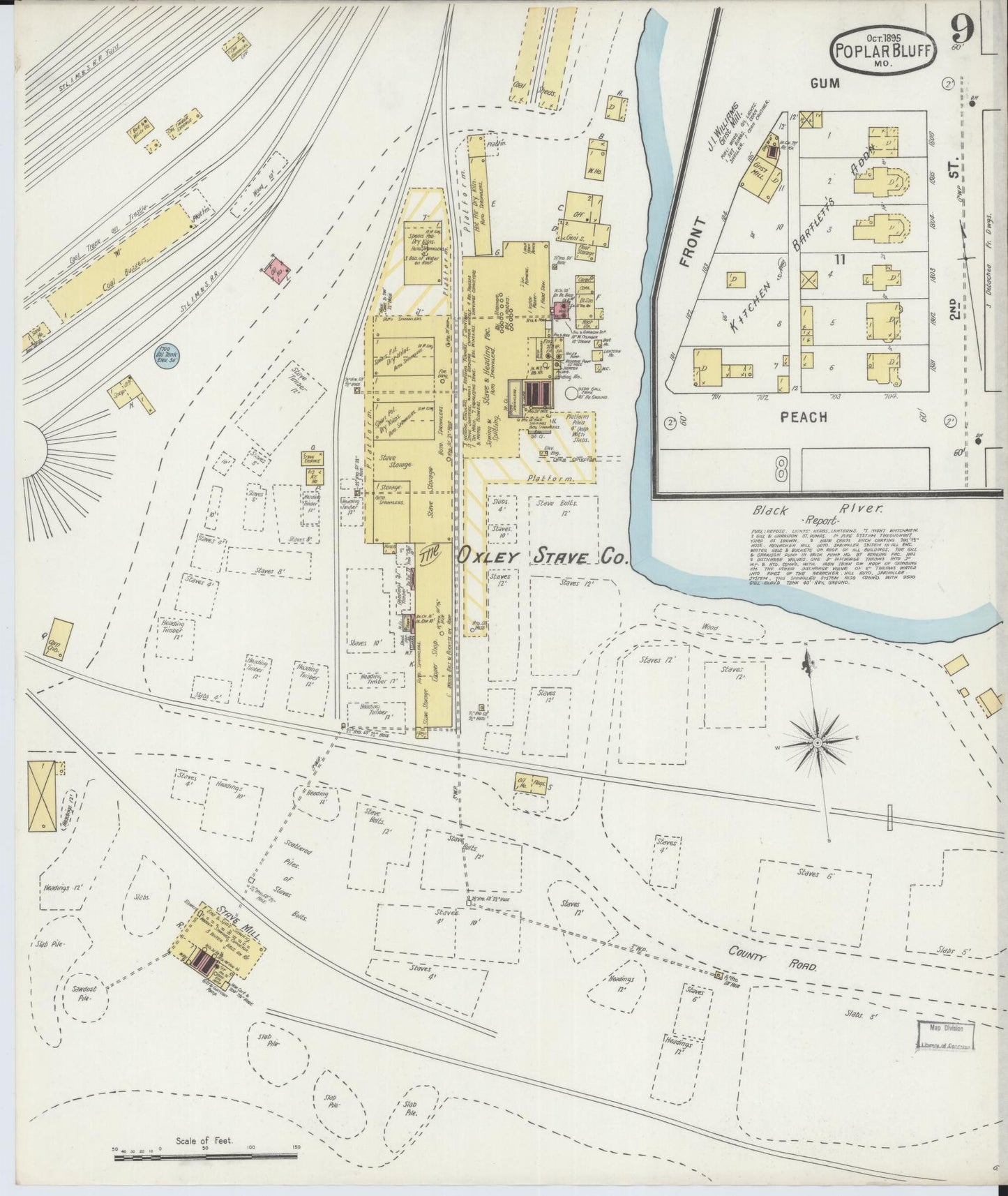 Sanborn Fire Insurance Map from Poplar Bluff, Butler County, Missouri (1895), Sheet #0009 - Complete Map Set gallery image, historic Sanborn map, vintage wall art, Missouri Missouri