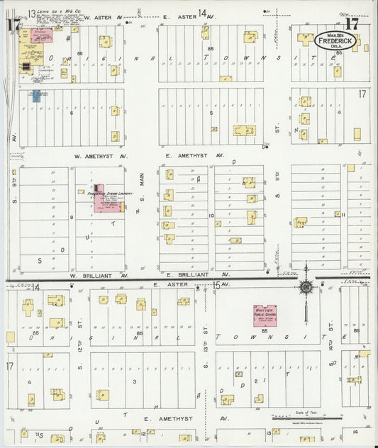 Sanborn Fire Insurance Map from Frederick, Tillman County, Oklahoma (1924), Sheet #0017 - Historic Sanborn Fire Insurance Map Print, vintage old map wall art, antique decor, genealogy gift, Oklahoma Oklahoma map