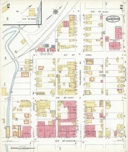 Sanborn Fire Insurance Map from Barnesboro, Cambria County, Pennsylvania (1923), Sheet #0002 - Complete Map Set gallery image, historic Sanborn map, vintage wall art, Pennsylvania Pennsylvania