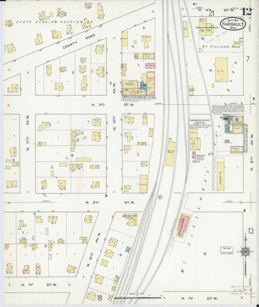 Sanborn Fire Insurance Map from Faribault, Rice County, Minnesota (1914), Sheet #0012 - Historic Sanborn Fire Insurance Map Print, vintage old map wall art, antique decor, genealogy gift, Minnesota Minnesota map