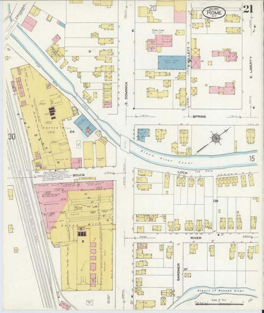 Sanborn Fire Insurance Map from Rome, Oneida County, New York (1909), Sheet #0021 - Historic Sanborn Fire Insurance Map Print, vintage old map wall art, antique decor, genealogy gift, New York New York map