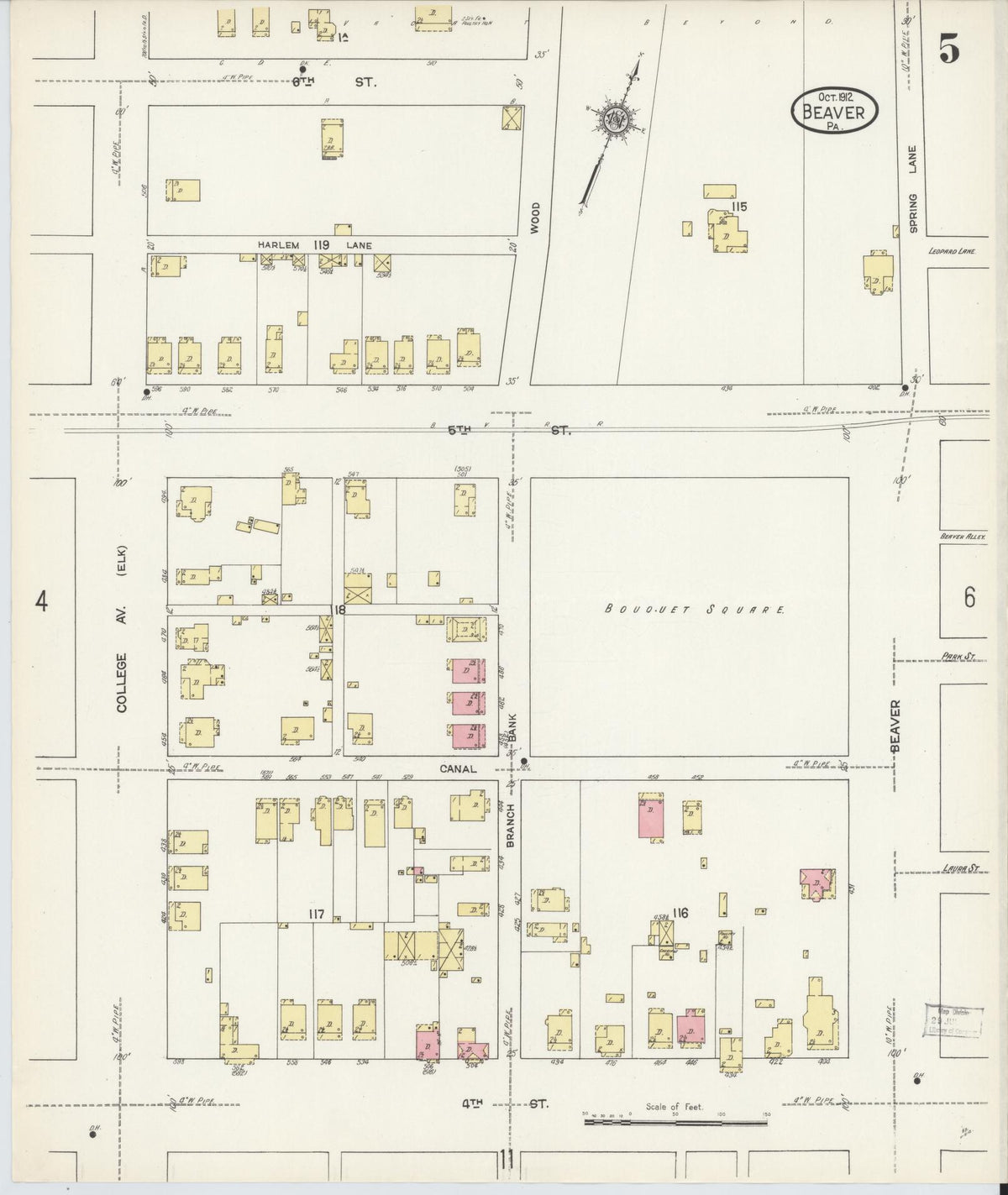 Sanborn Fire Insurance Map from Beaver, Beaver County, Pennsylvania (1912), Sheet #0005 - Complete Map Set gallery image, historic Sanborn map, vintage wall art, Pennsylvania Pennsylvania