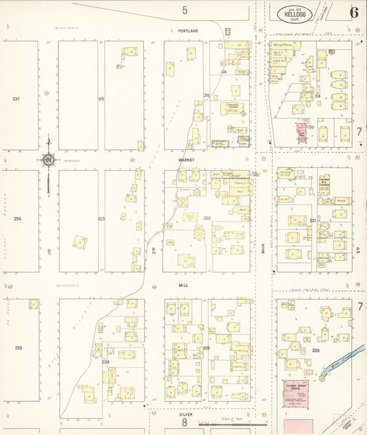 Sanborn Fire Insurance Map from Kellogg, Shoshone County, Idaho (1915), Sheet #0006 - Historic Sanborn Fire Insurance Map Print, vintage old map wall art, antique decor, genealogy gift, Idaho Idaho map
