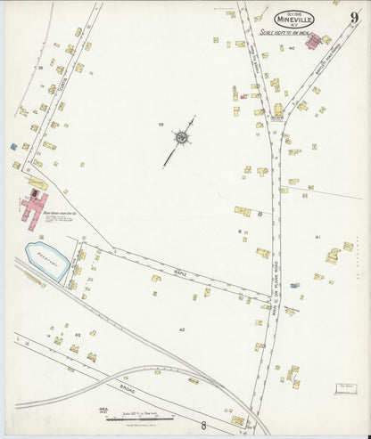 Sanborn Fire Insurance Map from Mineville, Essex County, New York (1916), Sheet #0009 - Historic Sanborn Fire Insurance Map Print, vintage old map wall art, antique decor, genealogy gift, New York New York map