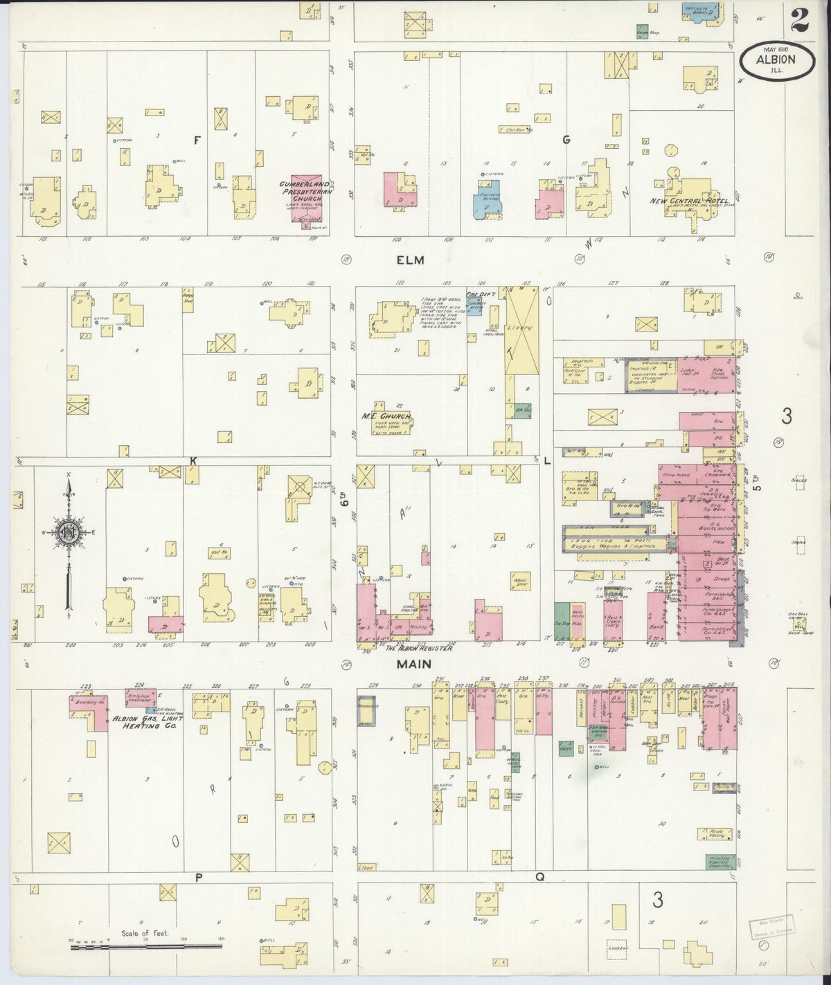 Sanborn Fire Insurance Map from Albion, Edwards County, Illinois (1910), Sheet #0002 - Historic Sanborn Fire Insurance Map Print, vintage old map wall art, antique decor, genealogy gift, Illinois Illinois map