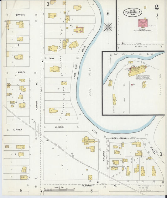 Sanborn Fire Insurance Map from Fergus Falls, Otter Tail County, Minnesota (1903), Sheet #0002 - Historic Sanborn Fire Insurance Map Print, vintage old map wall art, antique decor, genealogy gift, Minnesota Minnesota map