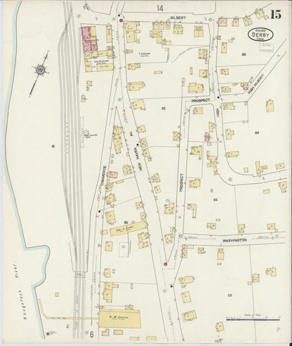 Sanborn Fire Insurance Map from Derby, New Haven County, Connecticut (1912), Sheet #0015 - Complete Map Set gallery image, historic Sanborn map, vintage wall art, Connecticut Connecticut