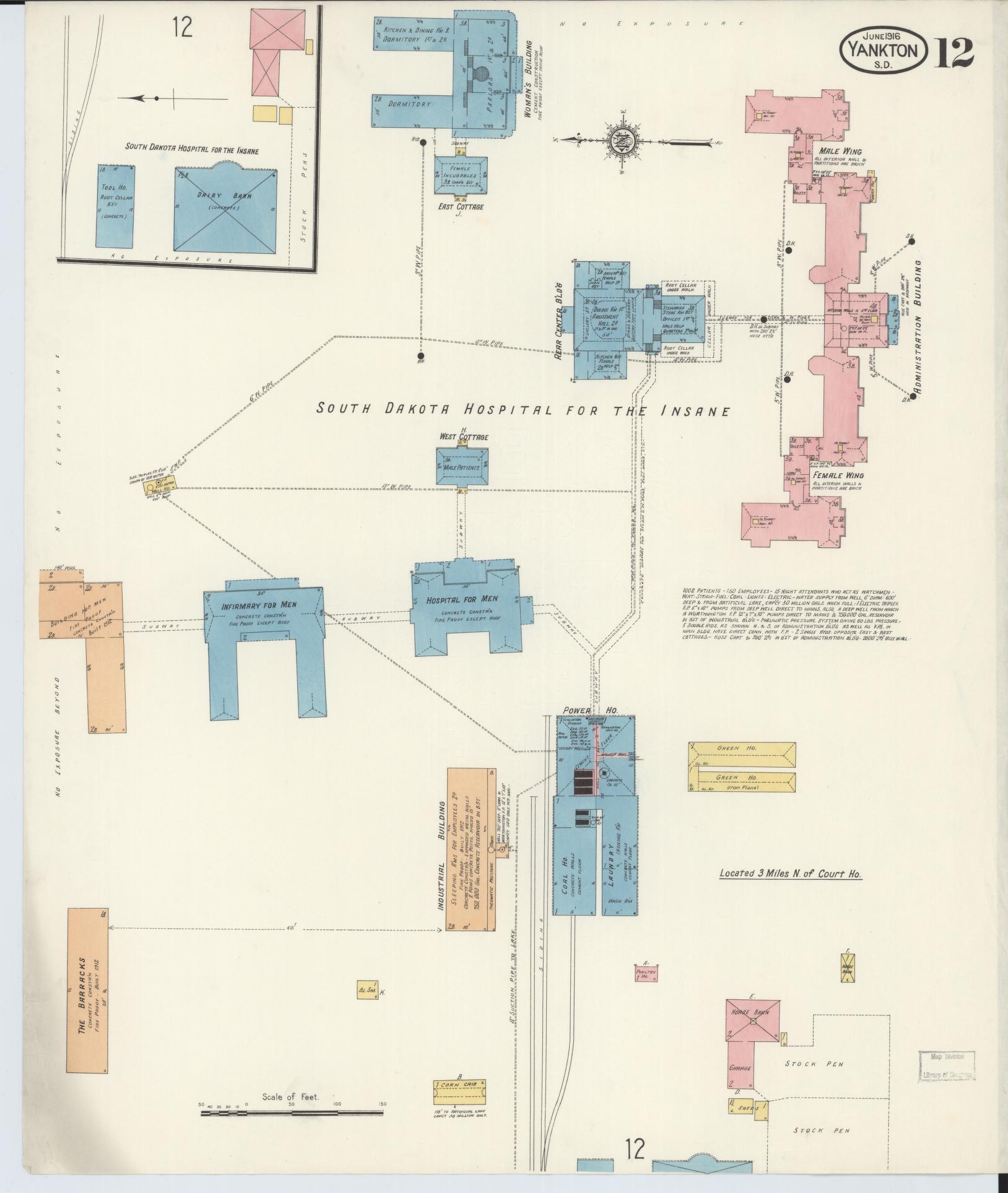 Sanborn Fire Insurance Map from Yankton, Yankton County, South Dakota (1916), Sheet #0012 - Complete Map Set gallery image, historic Sanborn map, vintage wall art, South Dakota South Dakota