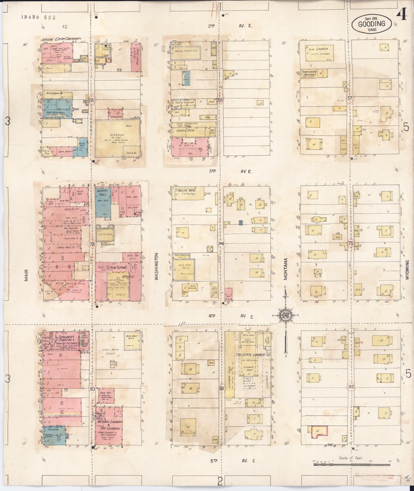 Sanborn Fire Insurance Map from Gooding, Gooding County, Idaho (1941), Sheet #0004 - Historic Sanborn Fire Insurance Map Print, vintage old map wall art, antique decor, genealogy gift, Idaho Idaho map