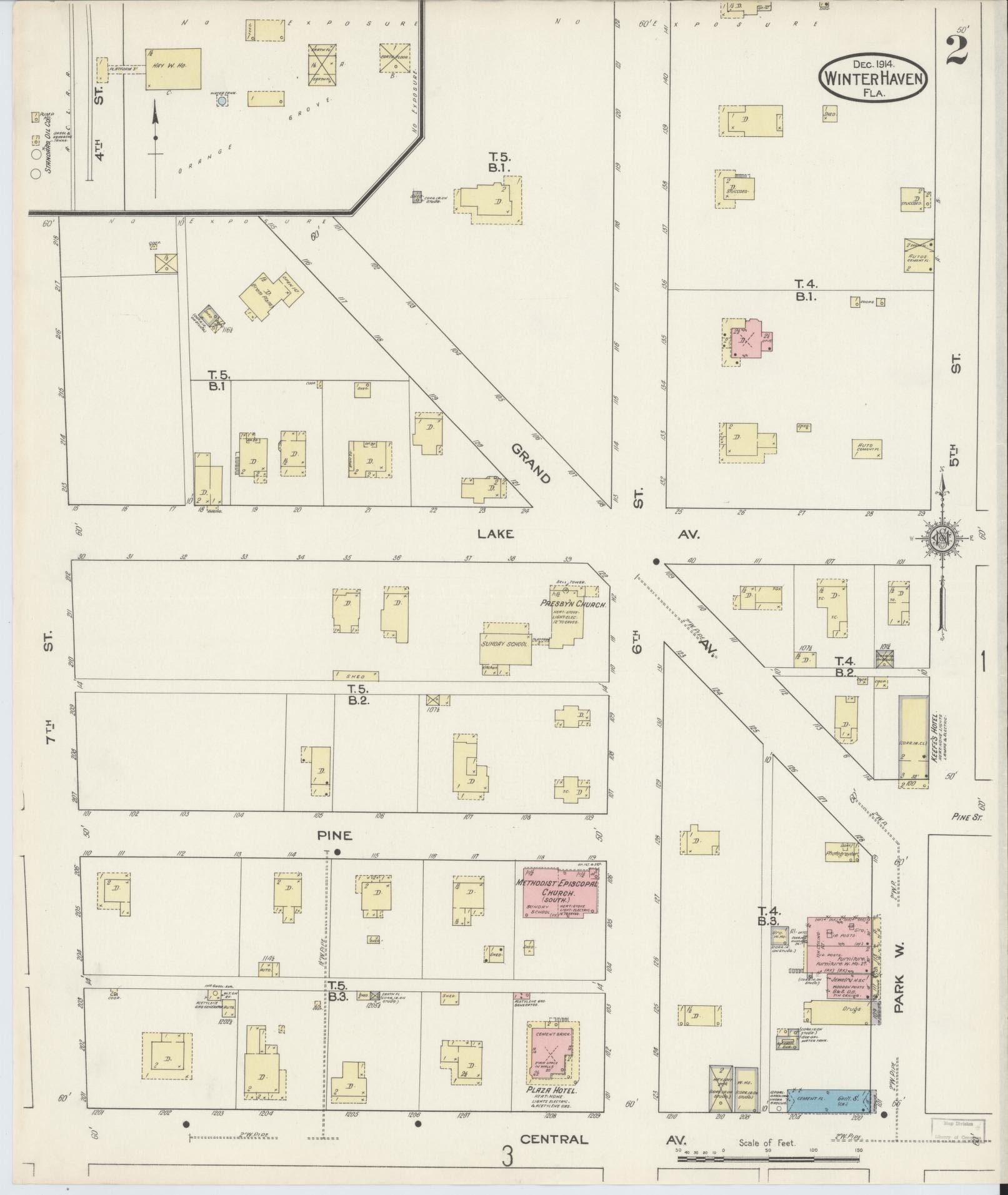 Sanborn Fire Insurance Map from Winter Haven, Polk County, Florida (1914), Sheet #0002 - Historic Sanborn Fire Insurance Map Print, vintage old map wall art, antique decor, genealogy gift, Florida Florida map