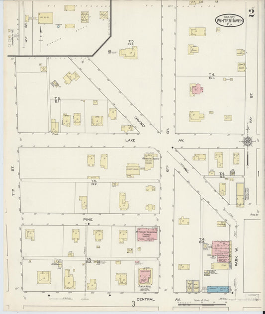 Sanborn Fire Insurance Map from Winter Haven, Polk County, Florida (1914), Sheet #0002 - Historic Sanborn Fire Insurance Map Print, vintage old map wall art, antique decor, genealogy gift, Florida Florida map