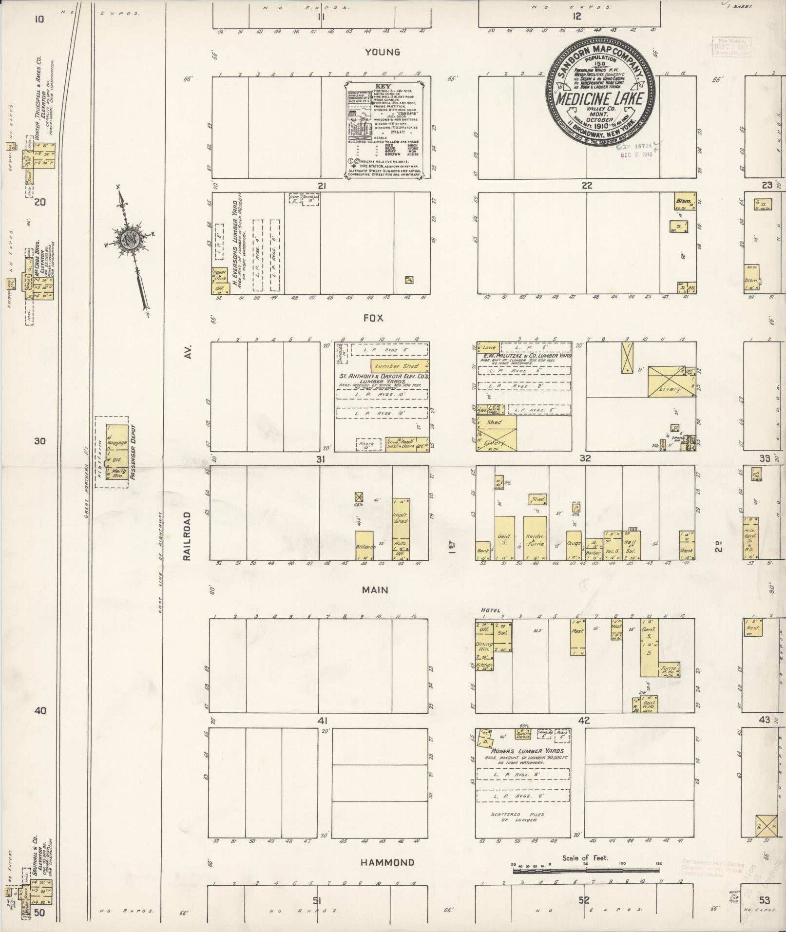 Sanborn Fire Insurance Map from Medicine Lake, Sheridan County, Montana (1910), Sheet #0001 - Historic Sanborn Fire Insurance Map Print, vintage old map wall art, antique decor, genealogy gift, Montana Montana map