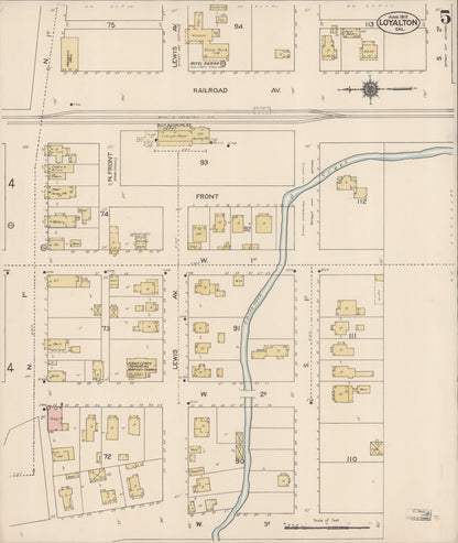 Sanborn Fire Insurance Map from Loyalton, Sierra County, California (1912), Sheet #0005 - Complete Map Set gallery image, historic Sanborn map, vintage wall art, California California
