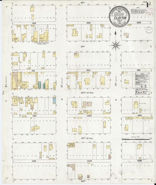 Sanborn Fire Insurance Map from Clayton, Union County, New Mexico (1902), Sheet #0001 - Historic Sanborn Fire Insurance Map Print, vintage old map wall art, antique decor, genealogy gift, New Mexico New Mexico map