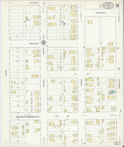 Sanborn Fire Insurance Map from Garrett, De Kalb County, Indiana (1914), Sheet #0009 - Complete Map Set gallery image, historic Sanborn map, vintage wall art, Indiana Indiana
