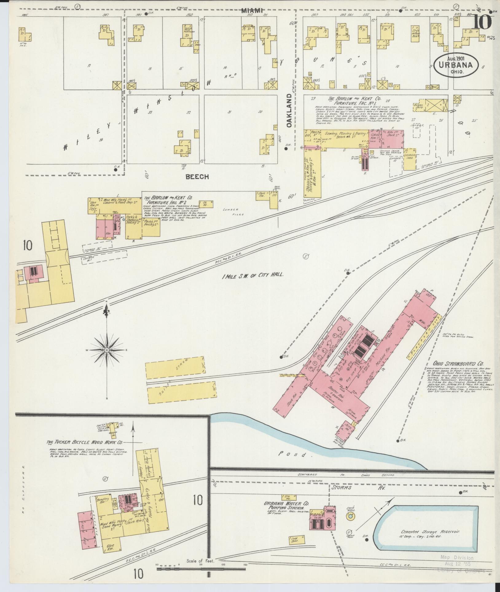 Sanborn Fire Insurance Map from Urbana, Champaign County, Ohio (1901), Sheet #0010 - Historic Sanborn Fire Insurance Map Print, vintage old map wall art, antique decor, genealogy gift, Ohio Ohio map