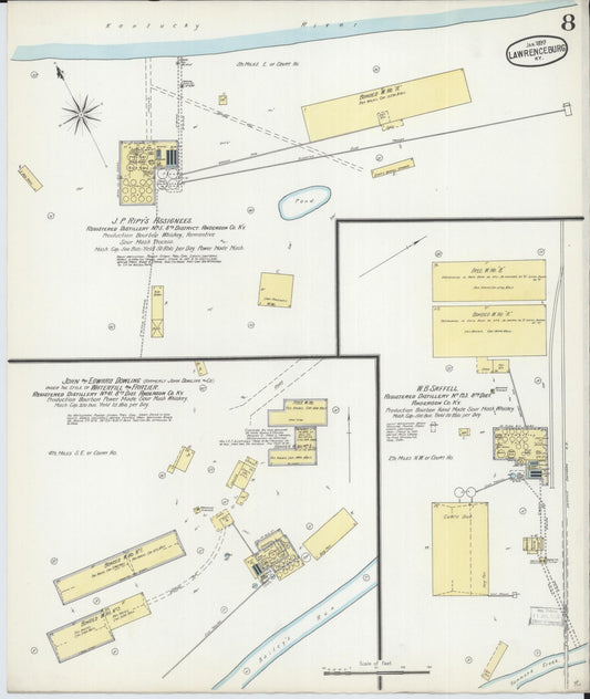 Sanborn Fire Insurance Map from Lawrenceburg, Anderson County, Kentucky (1897), Sheet #0008 - Historic Sanborn Fire Insurance Map Print, vintage old map wall art, antique decor, genealogy gift, Kentucky Kentucky map