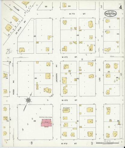 Sanborn Fire Insurance Map from Hereford, Deaf Smith County, Texas (1920), Sheet #0004 - Complete Map Set gallery image, historic Sanborn map, vintage wall art, Texas Texas