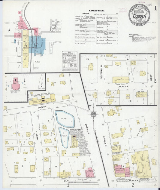 Sanborn Fire Insurance Map from Cobden, Union County, Illinois (1910), Sheet #0001 - Complete Map Set gallery image, historic Sanborn map, vintage wall art, Illinois Illinois