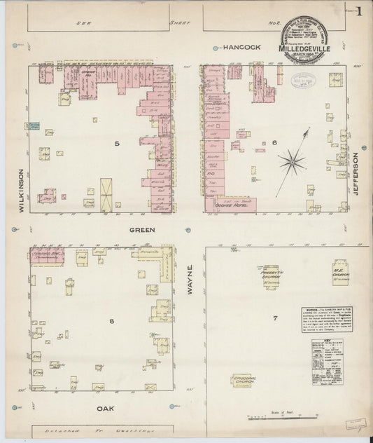 Sanborn Fire Insurance Map from Milledgeville, Baldwin County, Georgia (1884), Sheet #0001 - Complete Map Set gallery image, historic Sanborn map, vintage wall art, Georgia Georgia