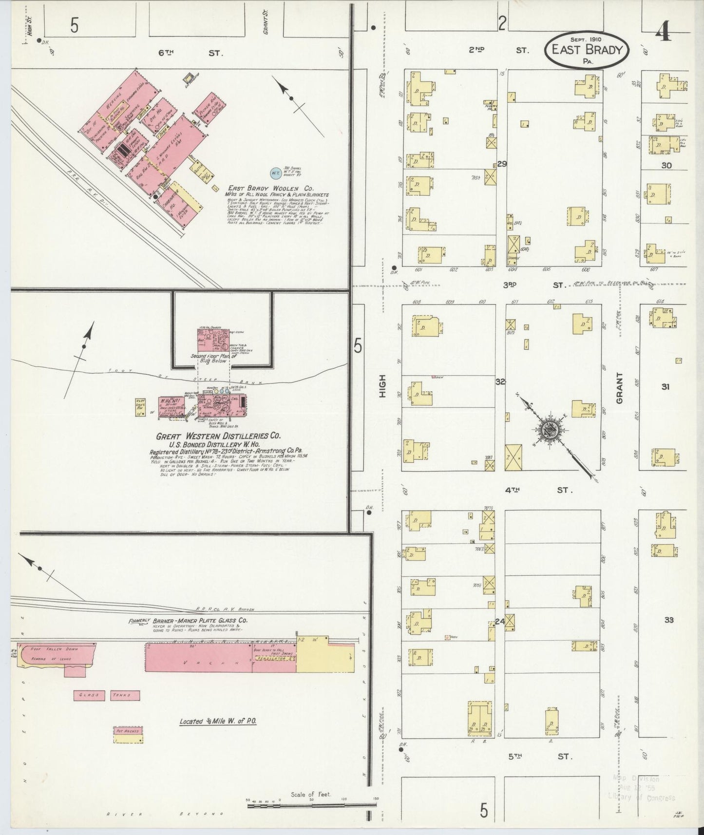 Sanborn Fire Insurance Map from East Brady, Clarion County, Pennsylvania (1910), Sheet #0004 - Historic Sanborn Fire Insurance Map Print, vintage old map wall art, antique decor, genealogy gift, Pennsylvania Pennsylvania map