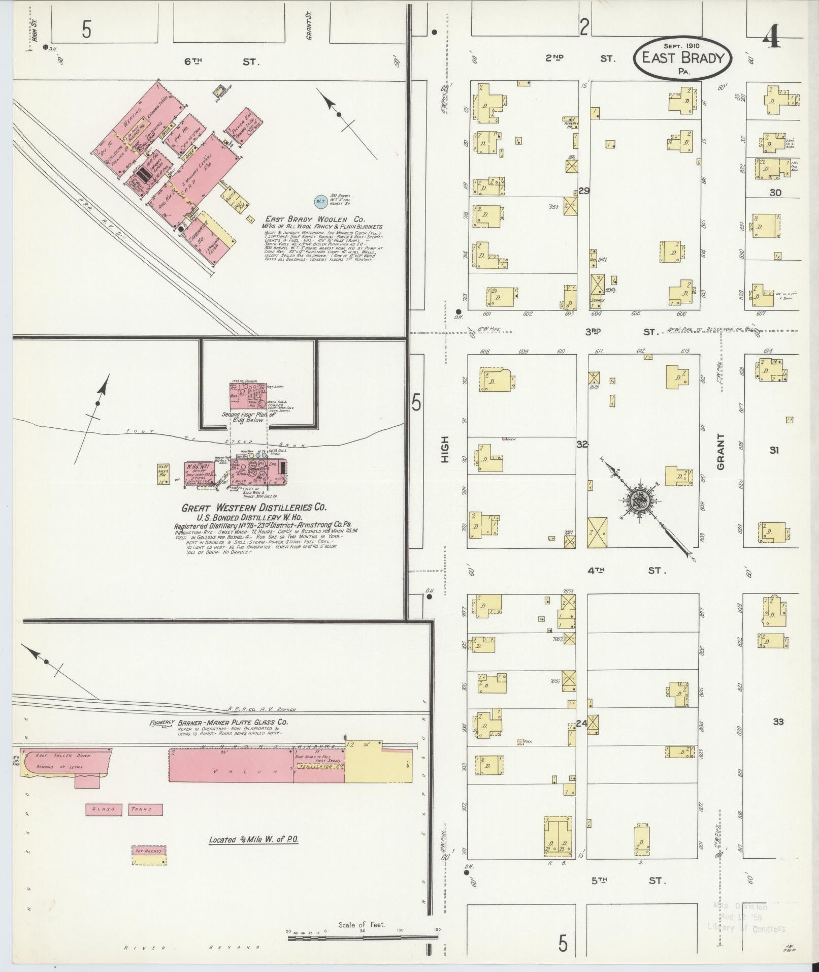 Sanborn Fire Insurance Map from East Brady, Clarion County, Pennsylvania (1910), Sheet #0004 - Historic Sanborn Fire Insurance Map Print, vintage old map wall art, antique decor, genealogy gift, Pennsylvania Pennsylvania map