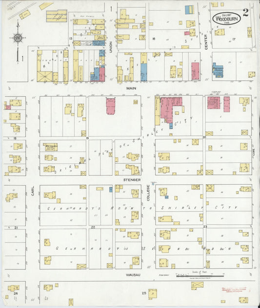 Sanborn Fire Insurance Map from Woodburn, Allen County, Indiana (1917), Sheet #0002 - Historic Sanborn Fire Insurance Map Print, vintage old map wall art, antique decor, genealogy gift, Indiana Indiana map