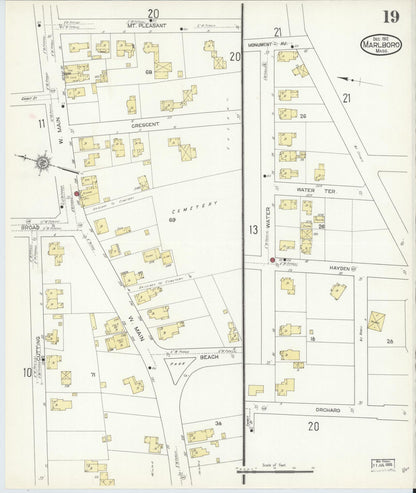 Sanborn Fire Insurance Map from Marlborough, Middlesex County, Massachusetts (1912), Sheet #0019 - Complete Map Set gallery image, historic Sanborn map, vintage wall art, Massachusetts Massachusetts