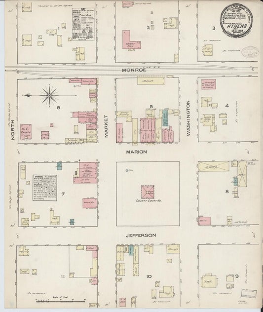 Sanborn Fire Insurance Map from Athens, Limestone County, Alabama. (1884) – Historic Sanborn Fire Insurance Map Print