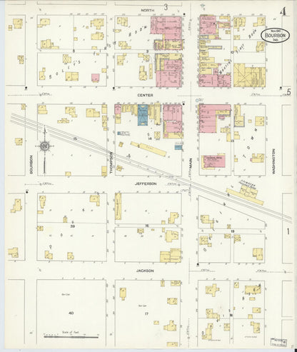 Sanborn Fire Insurance Map from Bourbon, Marshall County, Indiana (1910), Sheet #0004 - Historic Sanborn Fire Insurance Map Print, vintage old map wall art, antique decor, genealogy gift, Indiana Indiana map