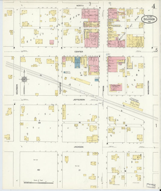 Sanborn Fire Insurance Map from Bourbon, Marshall County, Indiana (1910), Sheet #0004 - Historic Sanborn Fire Insurance Map Print, vintage old map wall art, antique decor, genealogy gift, Indiana Indiana map