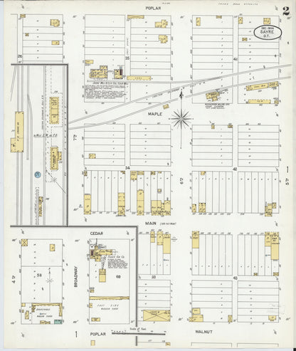 Sanborn Fire Insurance Map from Sayre, Beckham County, Oklahoma (1904), Sheet #0002 - Complete Map Set gallery image, historic Sanborn map, vintage wall art, Oklahoma Oklahoma