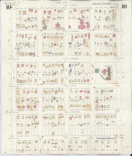 Sanborn Fire Insurance Map from New Ulm, Brown County, Minnesota (1946), Sheet #0010 - Historic Sanborn Fire Insurance Map Print, vintage old map wall art, antique decor, genealogy gift, Minnesota Minnesota map
