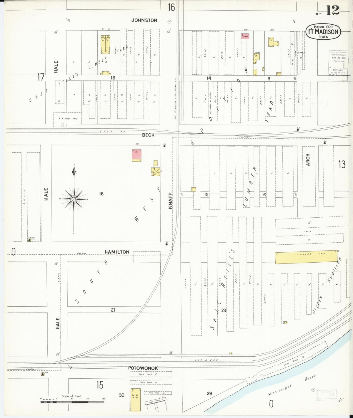 Sanborn Fire Insurance Map from Fort Madison, Lee County, Iowa (1900), Sheet #0012 - Historic Sanborn Fire Insurance Map Print