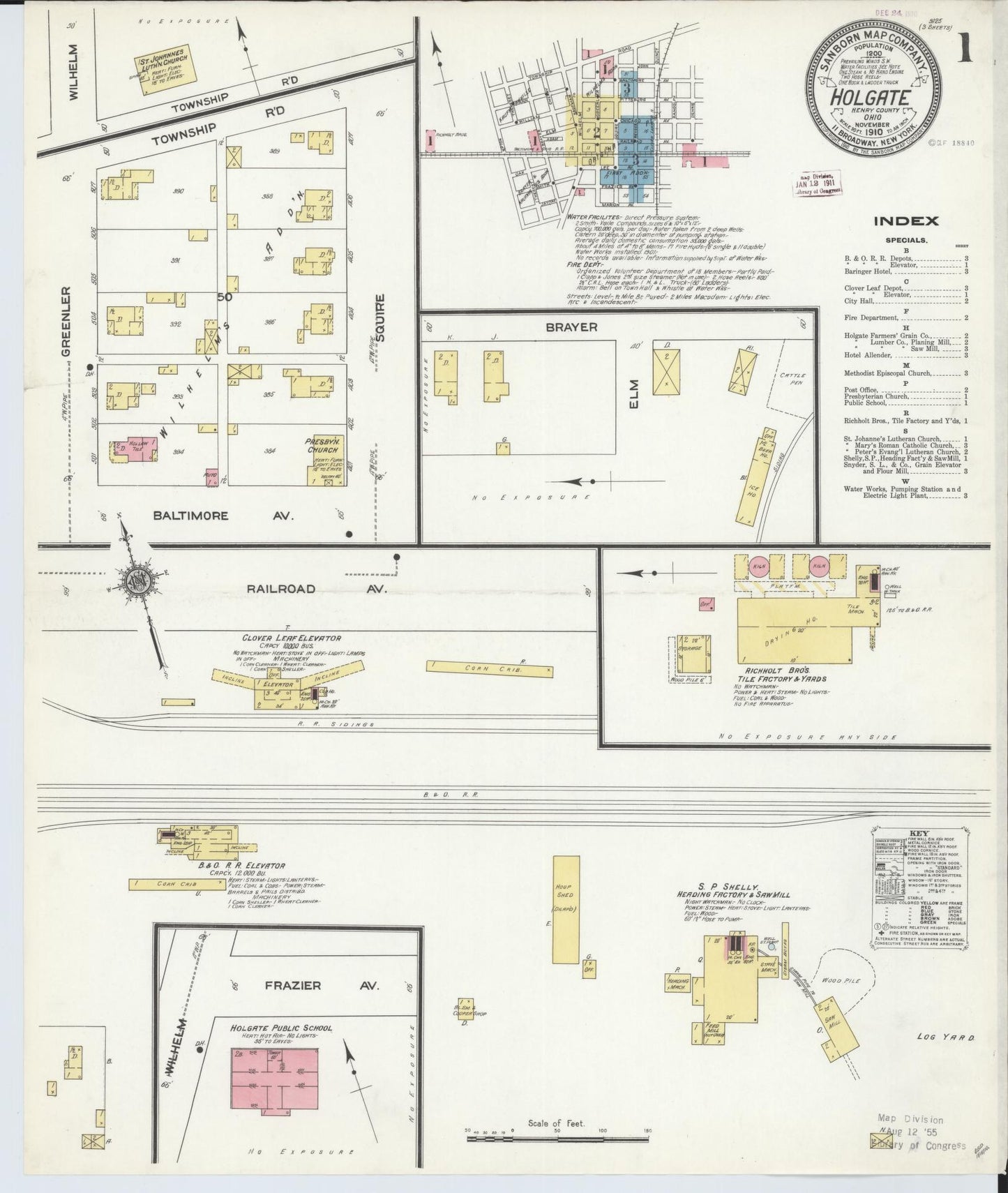 Sanborn Fire Insurance Map from Holgate, Henry County, Ohio (1910), Sheet #0001 - Historic Sanborn Fire Insurance Map Print, vintage old map wall art, antique decor, genealogy gift, Ohio Ohio map