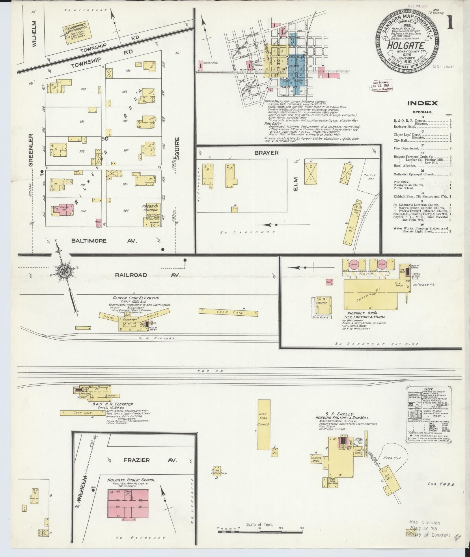Sanborn Fire Insurance Map from Holgate, Henry County, Ohio (1910), Sheet #0001 - Historic Sanborn Fire Insurance Map Print, vintage old map wall art, antique decor, genealogy gift, Ohio Ohio map
