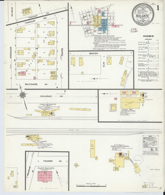 Sanborn Fire Insurance Map from Holgate, Henry County, Ohio (1910), Sheet #0001 - Historic Sanborn Fire Insurance Map Print, vintage old map wall art, antique decor, genealogy gift, Ohio Ohio map