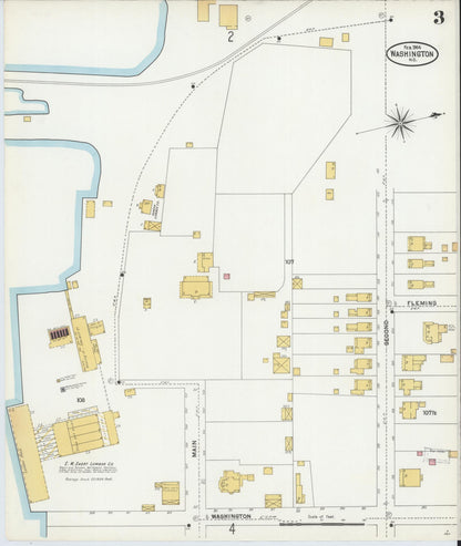 Sanborn Fire Insurance Map from Washington, Beaufort County, North Carolina (1904), Sheet #0003 - Complete Map Set gallery image, historic Sanborn map, vintage wall art, North Carolina North Carolina
