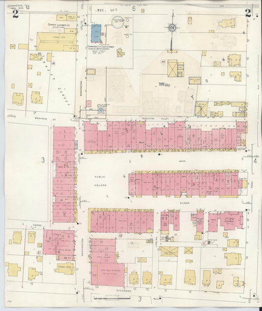 Sanborn Fire Insurance Map from Commerce, Hunt County, Texas (1940), Sheet #0002 - Historic Sanborn Fire Insurance Map Print, vintage old map wall art, antique decor, genealogy gift, Texas Texas map
