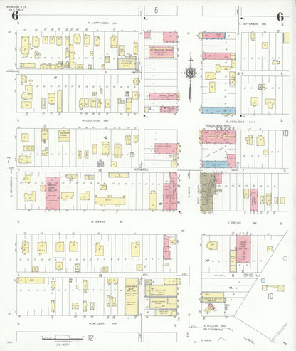 Sanborn Fire Insurance Map from Borger, Hutchinson County, Texas (1940), Sheet #0006 - Historic Sanborn Fire Insurance Map Print, vintage old map wall art, antique decor, genealogy gift, Texas Texas map